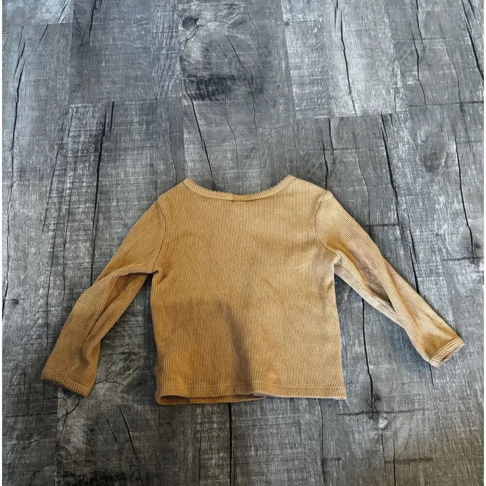 Girls Old Navy Long Sleeve Ribbed Shirt‎ 2T Mustard Yellow Toddler Top